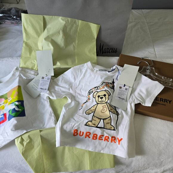 Neimans Authentic Set of 2 Kids Burberry Shirts w/ Box Hangers Bag Ret. $370 + - Picture 7 of 8